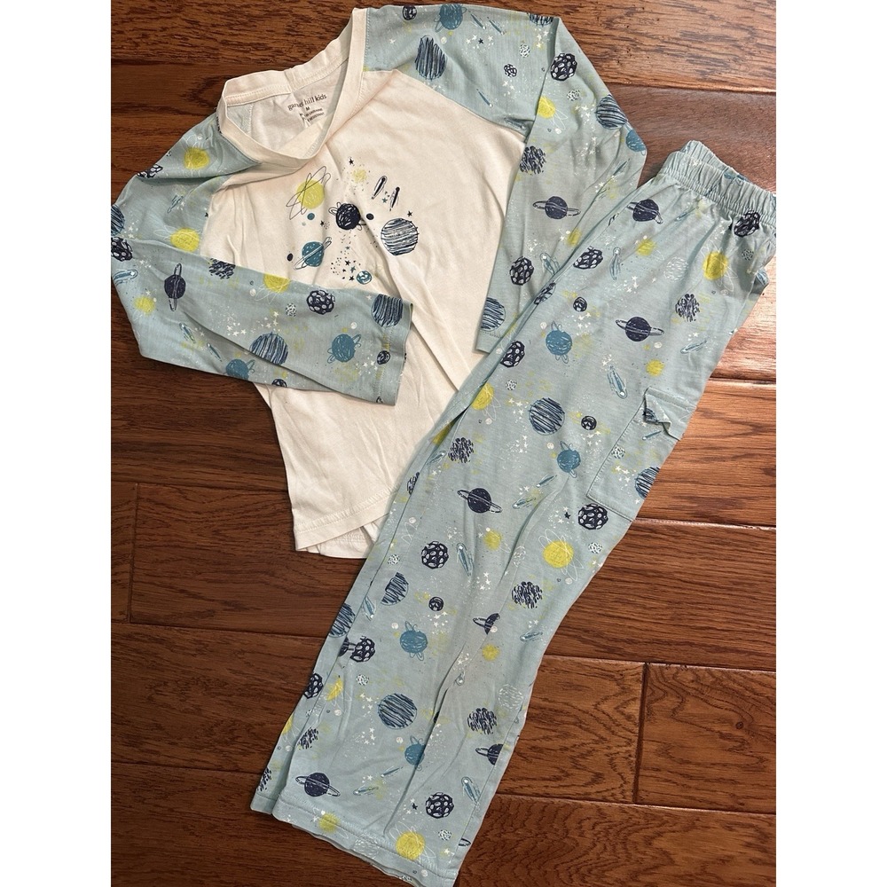 Garnet Hill Kids Medium M Space Planets Solar System Pajama Set